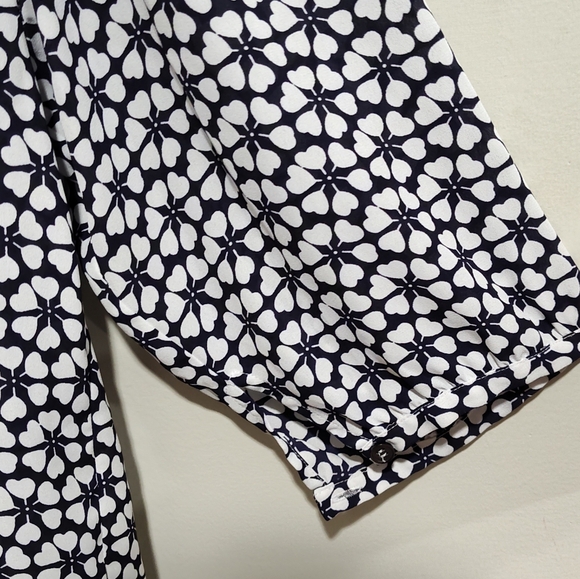 Rebecca Minkoff Women's 3/4 Sleeve Geometric Navy And White Blouse Shirt Size M - Picture 3 of 7
